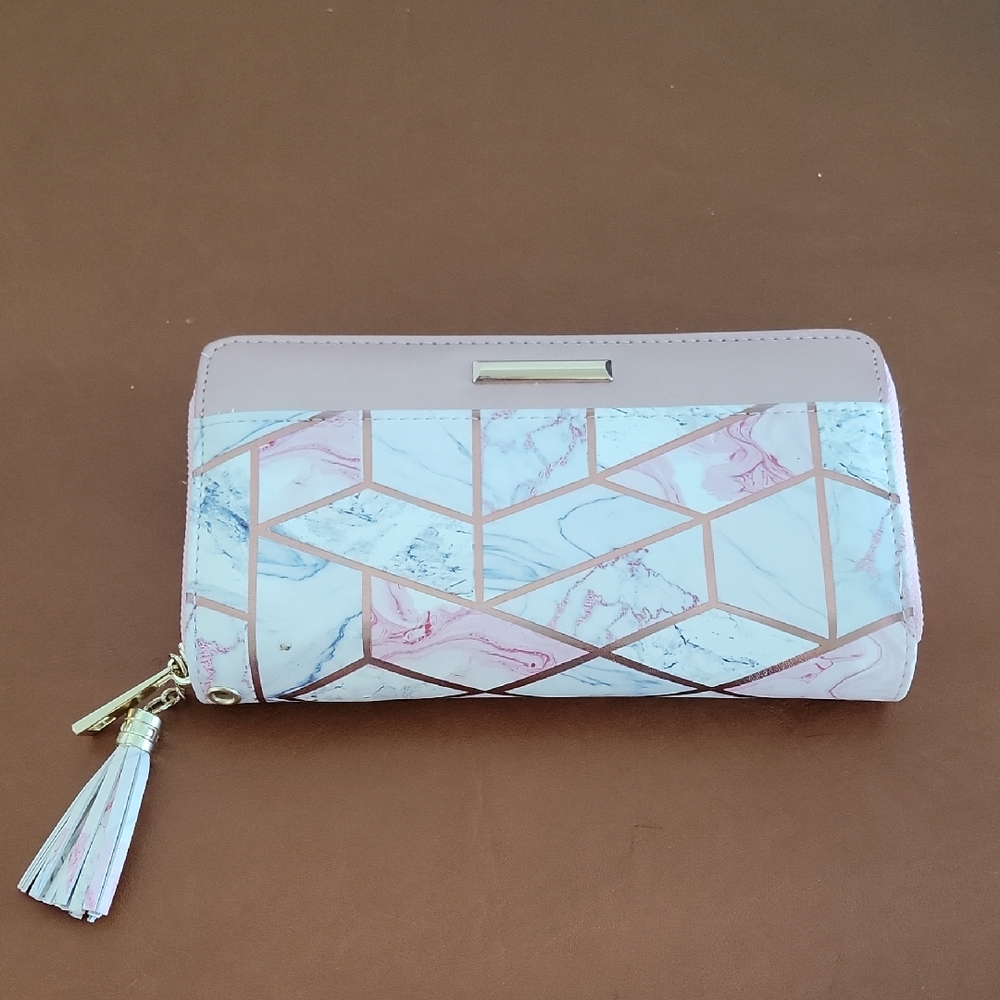 Women's Leather Card Holder Organizer Ladies Clutch with Tassel